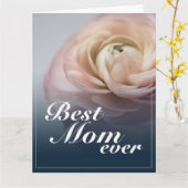 Beste Mam Ooit Met Big Pink Rose Kaart (Gele Bloem)