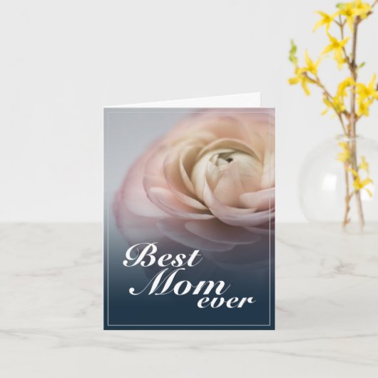 Beste Mam Ooit Met Big Pink Rose Kaart (Gele Bloem)