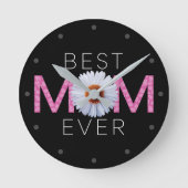 Beste mam ooit met Daisy Afbeelding print (roze V2 Ronde Klok (Voorkant)