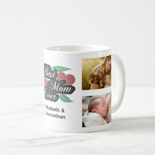 Beste Mam Ooit Moderne Fotocollage Moederdag Koffiemok (Voorkant rechts)