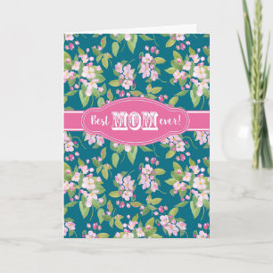 Beste mam ooit Moederdag Apple Blossom Dark Blue Kaart
