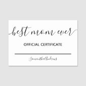 Beste mam ooit officiële certificaatnaam naamplaatje (Voorkant)