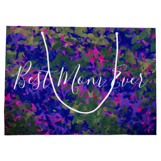 Beste mam ooit Paars blauw tuinhand geverfd Groot Cadeauzakje (Achterkant)