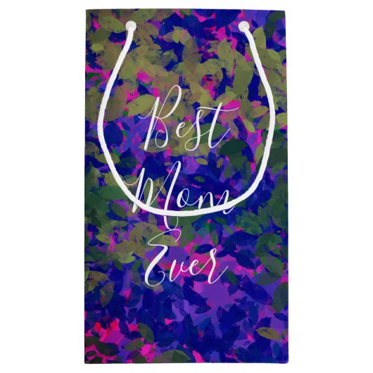 Beste mam ooit Paars blauw tuinhand geverfd Klein Cadeauzakje (Achterkant)