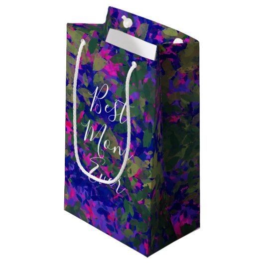 Beste mam ooit Paars blauw tuinhand geverfd Klein Cadeauzakje (Voorkant Gekanteld)