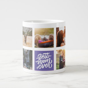 Beste mam ooit persoonlijke foto collage lavender grote koffiekop