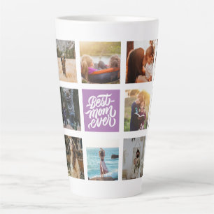 Beste mam ooit persoonlijke foto collage lavender latte mok