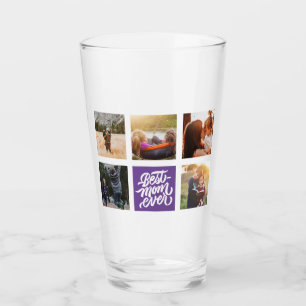 Beste mam ooit persoonlijke foto Collage Paars Glas