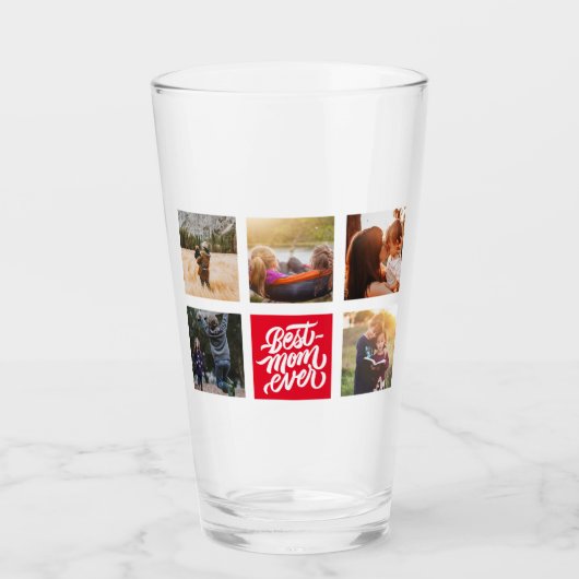 Beste mam ooit persoonlijke foto Collage Red Glas (Voorkant)