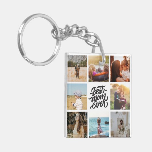Beste mam ooit persoonlijke foto-collage sleutelhanger (Voorkant Links)