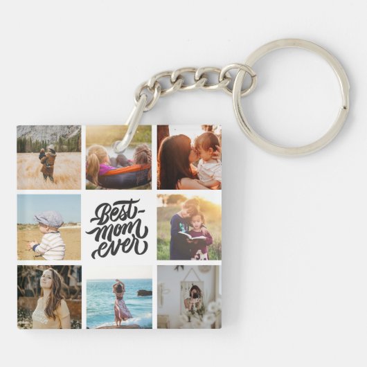 Beste mam ooit persoonlijke foto-collage sleutelhanger (Achterkant)
