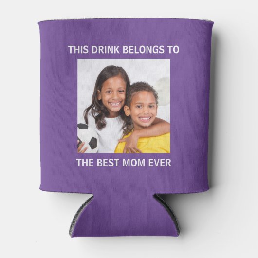 Beste mam ooit persoonlijke foto Paars Blikjeskoeler (Voorkant)