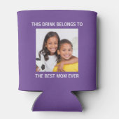 Beste mam ooit persoonlijke foto Paars Blikjeskoeler (Achterkant)