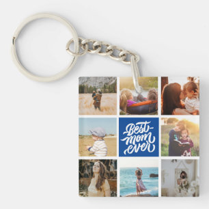 Beste mam ooit persoonlijke foto's Collage Navy Bl Sleutelhanger