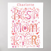 Beste mam ooit persoonlijke Waterverf Poster (Voorkant)