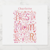 Beste mam ooit persoonlijke Waterverf Sparkling Wijnetiket (Enkel label)