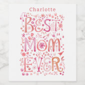 Beste mam ooit persoonlijke Waterverf Wijn Etiket (Enkel label)