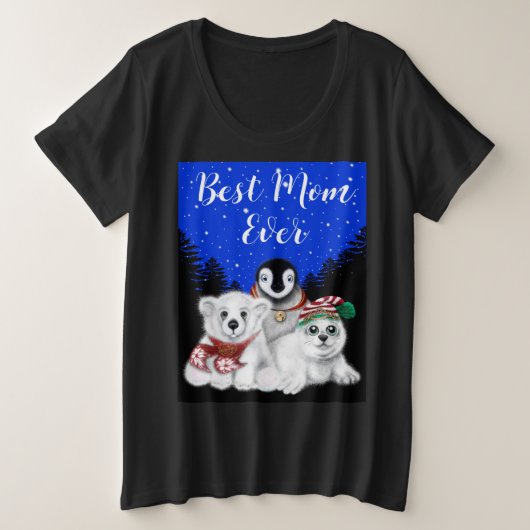 Beste Mam Ooit Polar beer, Pinguïn, zeehond Grote Maat T-shirt (Design voorkant)