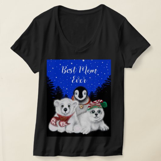 Beste Mam Ooit Polar beer, Pinguïn, zeehond T-shirt (Laagn)
