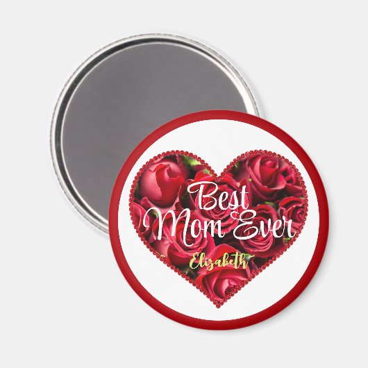 Beste Mam Ooit Rode Hart Elegant Modern Moederdag Magneet (Voorkant / Achterkant)