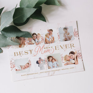 Beste Mam ooit Roos Glitter 8 Foto Collage Kaart