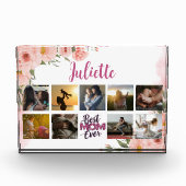 Beste Mam Ooit Roze Bloemen Elegant Keepsake Fotoblokken (Voorkant)