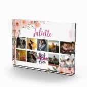 Beste Mam Ooit Roze Bloemen Elegant Keepsake Fotoblokken (Rechts)