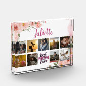 Beste Mam Ooit Roze Bloemen Elegant Keepsake Fotoblokken (Links)