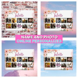 Beste Mam Ooit Roze Bloemen Elegant Keepsake Fotoblokken