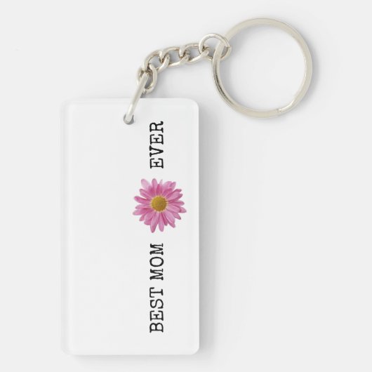 BESTE MAM OOIT roze geel Daisy plezier Sleutelhanger (achterkant)