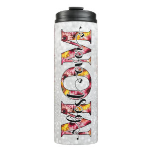 Beste mam ooit roze geel Floral Thermosbeker