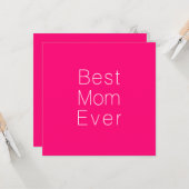 Beste mam ooit roze, minimalistische typografie kaart (Voorkant / Achterkant in situ)