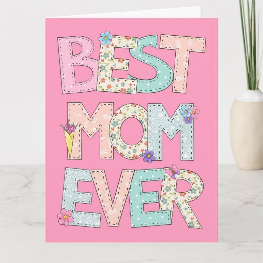Beste Mam Ooit Roze Moederdag Kaart (Voorkant)