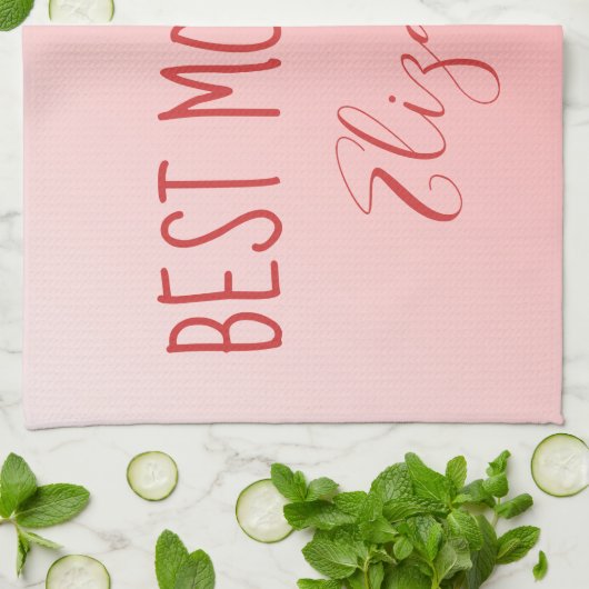 Beste mam ooit roze ombre theedoek (Gevouwen)