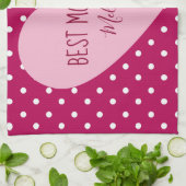 Beste mam ooit roze polka dots theedoek (Gevouwen)