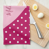 Beste mam ooit roze polka dots theedoek (Quarter Fold)