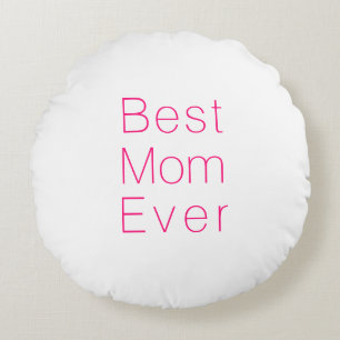 Beste mam ooit roze witte minimalistische typograf rond kussen