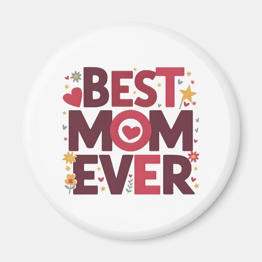 Beste Mam Ooit Schattige Harten Moederdag Magneet (Voorkant)