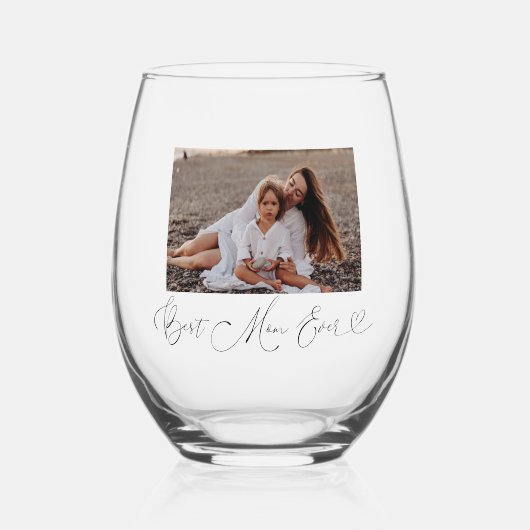 Beste mam ooit script foto wijnglas zonder voet (Voorkant)
