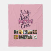Beste Mam Ooit Script Roze Bloemen Fotocollage Fleece Deken (Voorkant)
