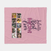 Beste Mam Ooit Script Roze Bloemen Fotocollage Fleece Deken (Voorkant (Horizontaal))