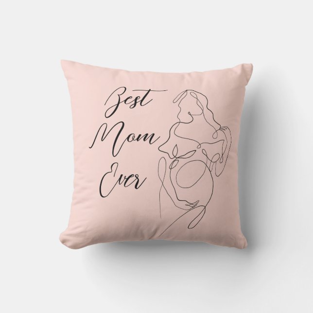 Beste Mam Ooit Trendy One Line Zwangerschap Classi Kussen (Voorkant)