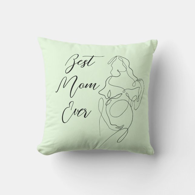 Beste Mam Ooit Trendy One Line Zwangerschap Classi Kussen (Voorkant)