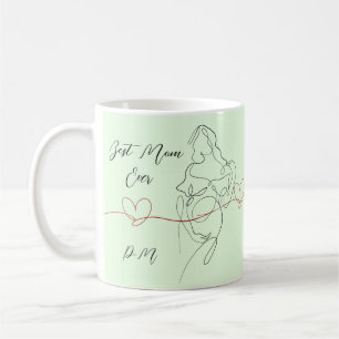Beste Mam Ooit Trendy One Line Zwangerschap Hart Koffiemok