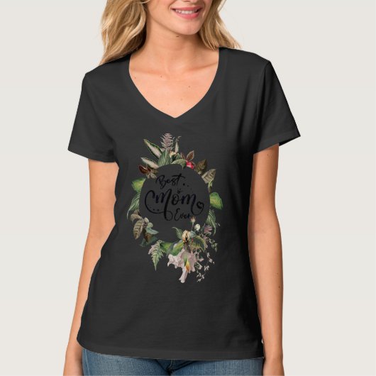 Beste Mam Ooit Vrouwen Bloemen Decoratie Mama 1 T-shirt (Voorkant)