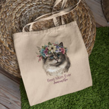 Beste Mam Ooit Whimsical Bloemen Waterverf Kat