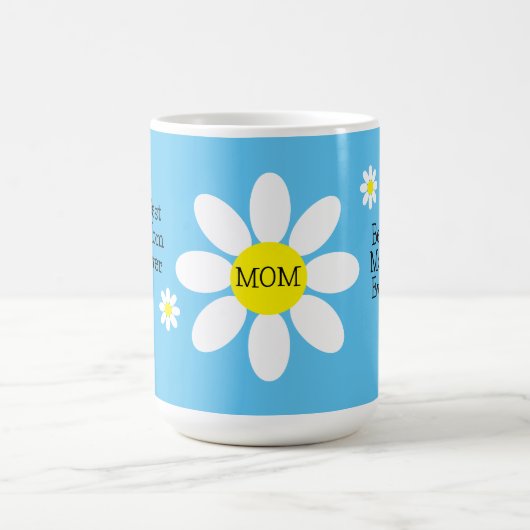 Beste mam ooit White Daisies Sky Blue Flower Koffiemok (Center)