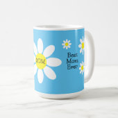 Beste mam ooit White Daisies Sky Blue Flower Koffiemok (Voorkant rechts)