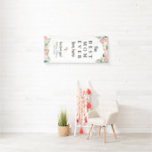 BESTE MAM OOIT Woont Hier Roze Bloemen Deur Spandoek (Insitu)