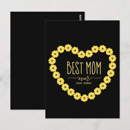 Beste mam ooit zonnebloempitje Aangepaste naam mam Briefkaart (Voorkant / Achterkant)
